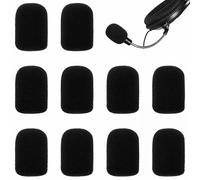 Lot de 10 housses de microphone en mousse pour casque à revers et micro - Pour réduction du bruit, protection contre la poussière et la salive - Compatible avec divers microphones de casque (noir)