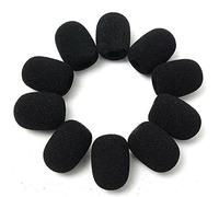 Lot de 10 housses de microphone en mousse pour microphone de casque - Bonnets en mousse haute densité - Pour une variété de casques - Réduction du bruit - Noir