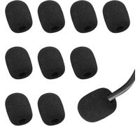 Lot de 10 housses en mousse pour casque et micro - Protection pour micro - Mini pare-brise - Protection en mousse - Cadeau de nouvel emploi - Noir