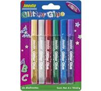 LOT de 10 Imedio Colle Pailletée Originale Pack de 6 Tubes de Colle Pailletée 10 ml - Pour Différents Matériaux - Tube Extra Souple - Buse de Précision - Sans Solvant - Couleurs Assorties G