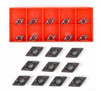 Lot de 10 inserts de tour en carbure CNC pour outils de tournage avec 40 types différents adaptés pour l'acier, la fonte, l'aluminium et l'acier inoxydable (DCMT070204 VP15TF)