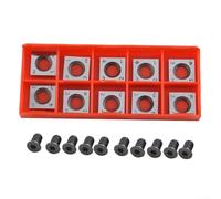 Lot de 10 inserts en carbure 14 x 14 mm 30° carrés pour le travail du bois en spirale hélicoïdale et outils de tournage de tour à bois + 10 vis