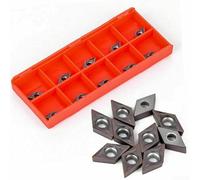 Lot de 10 inserts en carbure CNC pour tour avec boîte robuste, conçus pour un usinage efficace des matériaux (DCMT070204 YBC205)