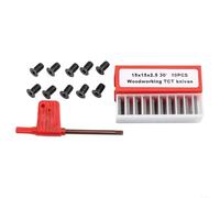 Lot de 10 inserts en carbure pour tour à bois, forme carrée, longueur 15 mm avec biseau à 30 degrés pour un tournage efficace du bois