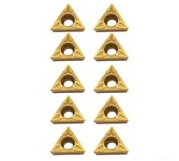 Lot de 10 inserts en carbure TCMT16T304 pour outil de tournage de tour de 1,27 cm, pointes de coupe triangulaires en acier doré 16 x 5 x 4 mm pour travail des métaux CNC, Compat