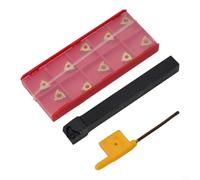 Lot de 10 inserts filetés 11ER AG60 + support de burin SER1010H11, diamètre de la tige de 10 mm, longueur de 100 mm, plaque réversible en métal dur pour tour CNC, version droite, kit d'outils robuste