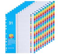 (Lot de 10) Intercalaires Classeur A4, Intercalaire Alphabétique en Plastique 31 Onglets Numérotées 1-31
