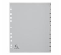 Lot de 10 Intercalaires Jan-Déc 12 positions, format A4 Maxi, en polypro souple, coloris gris