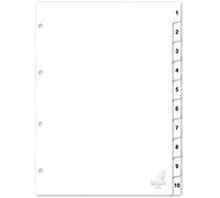 Lot de 10 intercalaires Kangaro A4 Cijfers PP 120 micron 4r. Blanc