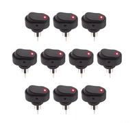 Lot de 10 interrupteurs à bascule 30 A 12 V ASW-20D LED éclairé avec trou de 12 mm, 3 couleurs, voiture bateau (rouge)