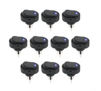 Lot de 10 interrupteurs à bascule 30 A 12 V ASW-20D LED éclairé avec trou de 12 mm, 3 couleurs, voiture bateau (bleu)