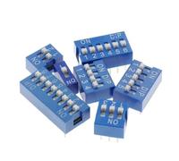 Lot de 10 interrupteurs à bascule rouges et bleus espacés de 2,54 mm, interrupteurs DIP 1 2 3 4 5 6 7 8 9 10 12 broches(Blue,10pcs 10p)