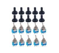 Lot de 10 Interrupteurs à Bascule SPDT MTS-202, 6 A, 125 V CA, Interrupteur Miniature à Bascule, 3 Broches, 2 Positions, Verrouillage, Capuchon