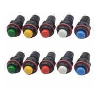 Lot de 10 interrupteurs à bouton-poussoir, commutateur de commande de réinitialisation de 10 mm, micro interrupteur d'alimentation rond pour équipement électronique (DS-211)