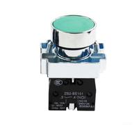 Lot de 10 interrupteurs à bouton-poussoir momentané de 22 mm, unipolaire à double jet avec contacts normalement ouverts/fermés, étanchéité IP65, contrôle industriel pour panneaux de machines (vert)