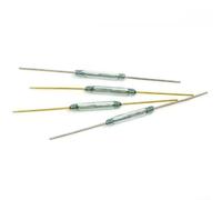 Lot de 10 interrupteurs à lames magnétiques NO 2 x 14 mm pour projets IoT, type verre avec formulaire de contact SPST 1 A (pied argenté - tube vert)