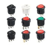 Lot de 10 interrupteurs circulaires de type navire avec lampe, 3 broches/2 broches KCD1-105, interrupteurs à bascule for deuxième et troisième vitesses avec lumière(15mm RL 3 F 2 G)