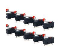 Lot de 10 interrupteurs de fin de course KW12-3 AC 250 V 5 A SPDT 1 NO 1 NC, interrupteur normalement ouvert/fermé avec bras de levier à rouleau noir