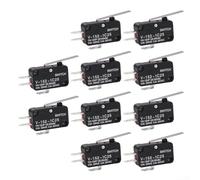 Lot de 10 interrupteurs de fin de course momentanés à 3 broches - Design moyen à charnière - 12 V CC 125 V CA 250 V CA 16 A - Courant nominal pour applications de multiprise marine de camping-car