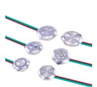 Lot de 10 interrupteurs LED ultra-courts 16/19/22 mm, 12 V/24 V, bouton-poussoir métallique étanche à réinitialisation automatique, avec fil(Blue light,16mm)