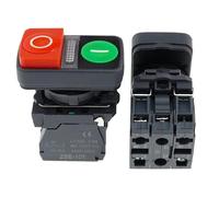 Lot de 10 interrupteurs momentanés à double bouton-poussoir lumineux XB5, 1 plat, 1 haut, 220 V, 24 V, démarrage, arrêt, réinitialisation, avec lampe 22 mm, 1 NO, 1 NC(With light 1high,12V)