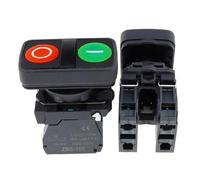 Lot de 10 interrupteurs momentanés à double bouton-poussoir lumineux XB5, 1 plat, 1 haut, 220 V, 24 V, démarrage, arrêt, réinitialisation, avec lampe 22 mm, 1 NO, 1 NC(No light 2flat,Without light)