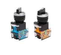 Lot de 10 interrupteurs rotatifs à bouton LA38-11X2, 22 mm, sélection 2P, 3P, contact laiton/argent, 1NO, 1NC, 2NC, réinitialisation/verrouillage automatique(3P Lock 2NO Long,Silver Contact)