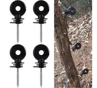 Lot de 10 isolateurs annulaires de clôture électrique, en treillis métallique, noir, pour poteaux de clôture, vis courtes, poteaux en bois, vis pratiques dans les isolateurs annulaires pour cordes