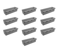 Lot de 10 Jardinières en Plastique pour palettes ARTECSIS Bacs à Fleurs Décoration Jardin 9x36.8x9.5cm - Rectangulaire - Gris béton