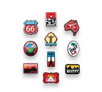 Lot de 10 Jibbitz/Pins Voyage & Pays pour Crocs - Breloques PVC Paris Italie Egypte Inde Chine Moscou - Pins Charms Sabots Explorateur Monde