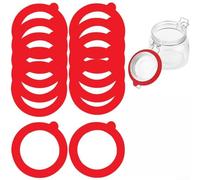 Lot de 10 joints hermétiques en silicone pour couvercles de bocaux, joints de rechange pour le stockage des aliments, pour maintenir la fraîcheur (rouge)