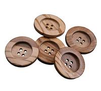 Lot de 10 jolis boutons en bois d'olivier véritable à 4 trous avec veinure naturelle (22 mm)