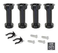 Emuca Kits de pieds de réglage Bone - Lot de 10, base pré-assemblée, 150 mm (148–165 mm), plastique