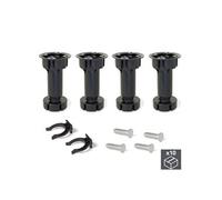 EMUCA 2032517 Jeu de 4 pieds réglables avec accessoires pour cuisine/salle de bain, en plastique, Noir, 120 mm, Set de 10 Pièces