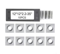 Lot de 10 lames carrées en carbure de tungstène 12 x 12 x 2 mm de rechange pour outils de tour et têtes de rabot en spirale avec biseau à 35 degrés pour une performance de coupe durable