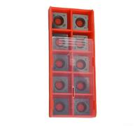 Lot de 10 lames carrées R150 en carbure massif avec trou fraisé pour le travail du bois et les outils de tournage de tour CNC, 4 bords de coupe, 15 x 15 x 2,5 mm