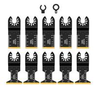 Lot de 10 lames de scie multi-outils M42 bimétallique en titane - Lame de scie oscillante pour couper des clous en bois en métal - Outil multifonction - Accessoires compatibles avec Einhell Craft-sman