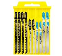 Lot de 10 lames de scie sauteuse en acier HSS - Pour bois et métal - Accessoires professionnels - Compatible avec Bosch, Makita, Festool - Coupes précises courbes et droites - Étui rigide robuste