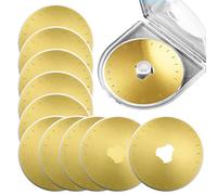 Lot de 10 Lames Rotatives Titane 45mm, avec Coque de Protection,Rechange | Acier ultra-tranchante SKS-7,Rechange pour Cutter Rotatif - Idéales pour Tissu, Cuir et Papier