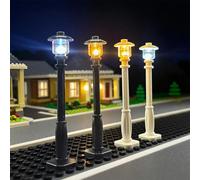 Lot de 10 lampadaires de ville pour briques Lego, poteaux lumineux à DEL, compatibles avec Lego 2039 11062, kit d'éclairage d'architecture à faire soi-même (lumière blanche-blanche)