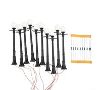 Lot de 10 lampes à DEL à l'échelle 1:48 pour modèles réduits de chemin de fer - 3 V CC/AC, 20 mA, lumières de mât en métal avec résistances 12-16 V incluses