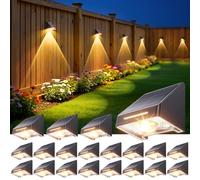 Lot de 10 lampes solaires de clôture d'extérieur étanches avec lentille LED ultra lumineuse, 10 modes et 9 couleurs, lampes solaires d'extérieur pour clôture, jardin, balustrade, patio, mur, marche