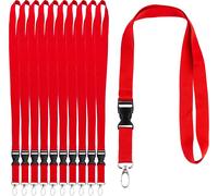 Lot De 10 Lanières/Tours De Cou Blanc Porte-Clés Avec Boucle Détachable Cordon Avec Attache Clip Porte Carte De Visite, Étudiant Ou Bus