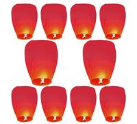 Lot de 10 lanternes Célestes Chinoises, Lanterne Chinoise Volante, Lanternes Volantes en Papier, célestes Souhaitant, 100% biodégradable, Utilisées pour Un Mariage, Une fête, Un Anniversaire(Rouge)