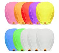 Lot de 10 lanternes chinoises en papier multicolores à libérer en mémoire, lanternes chinoises, lanternes célestes chinoises | Biodégradables, résistantes au feu | pour voler à l'extérieur