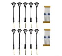Lot de 10 lanternes de chemin de fer à LED à échelle HO avec résistances 620 Ohm pour 12 V DC, lumière blanche chaude, hauteur réglable, finition métal