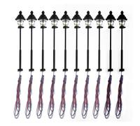 Lot de 10 lanternes de parc à DEL pour modélisme ferroviaire 45 mm N échelle 1:160 pour décoration de bonsaï pour rail et bâtiment