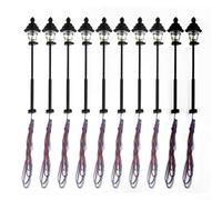 Lot de 10 lanternes LED pour modèle ferroviaire et décoration bonsaï, échelle de 45 mm, lumière LED blanc chaud, compatible avec alimentation 3 V, résistances de série pour 12 V/16 V