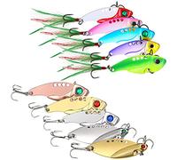 Lot de 10 leurres de pêche en métal dur - Leurre de pêche Crankbait Bass Spinner Blade Spinner Spoon Blade Swimbait - En eau douce et salée - Hameçon triple pour bar, doré et truite