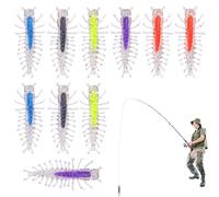Lot de 10 leurres souples pour poissons prédateurs mille-pattes - Appâts pour pêche à la perche d'eau douce, pour eau salée et eau douce, crappie saumon poisson-chat, sport et extérieur